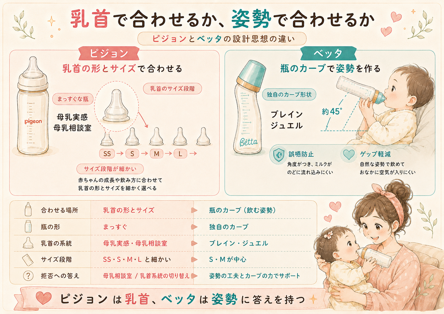 ピジョンとベッタの設計思想の違い