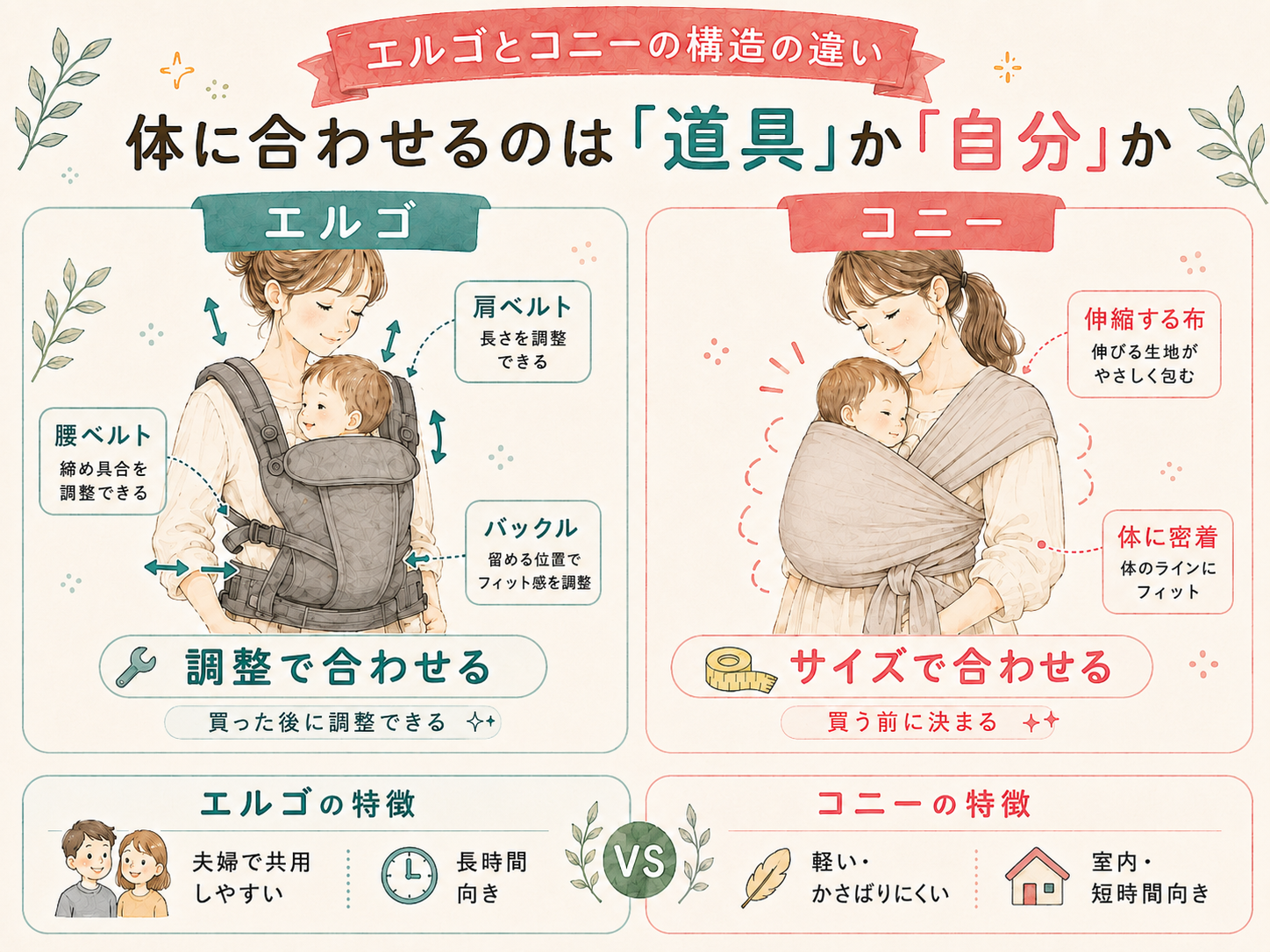 エルゴとコニーの構造の違い
